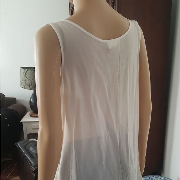 Project Shirt Sheer Sleeveless White Black Floral Design Womens Size Medium - Picture 2 of 8